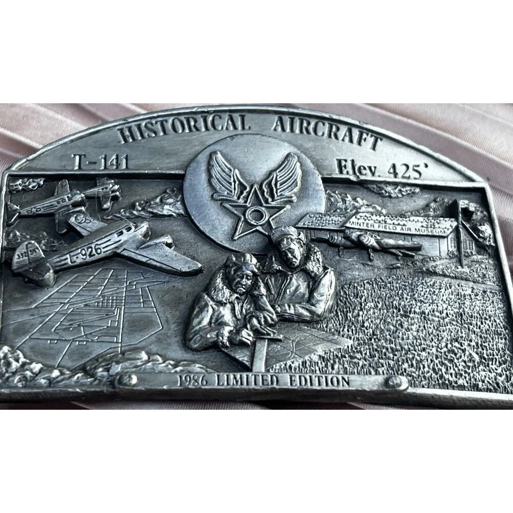 VTG 1986 Historical Aircraft T-141 Belt Buckle Minter Field LE #963/3500 USA